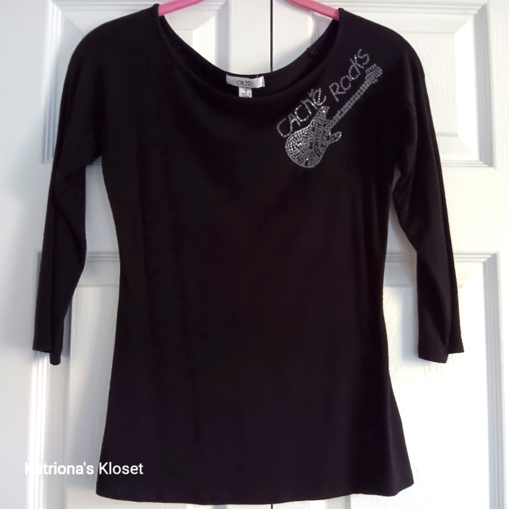 Cachè Rocks Sequin Guitar Top